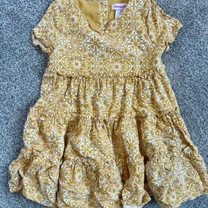 Tommy Bahama Mustard Yellow Floral Tiered Girls Dress